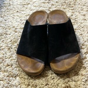 Birkenstock Namica black suede leather wedges sz 36